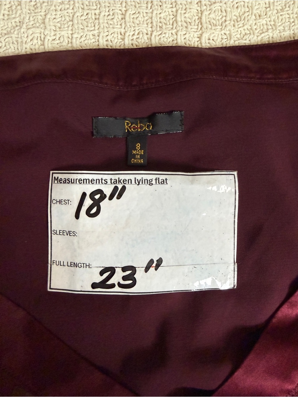 Reba Vintage Burgundy and Gold Velvet-Print V-Neck Silk Camisole Size 8 - Picture 8 of 9